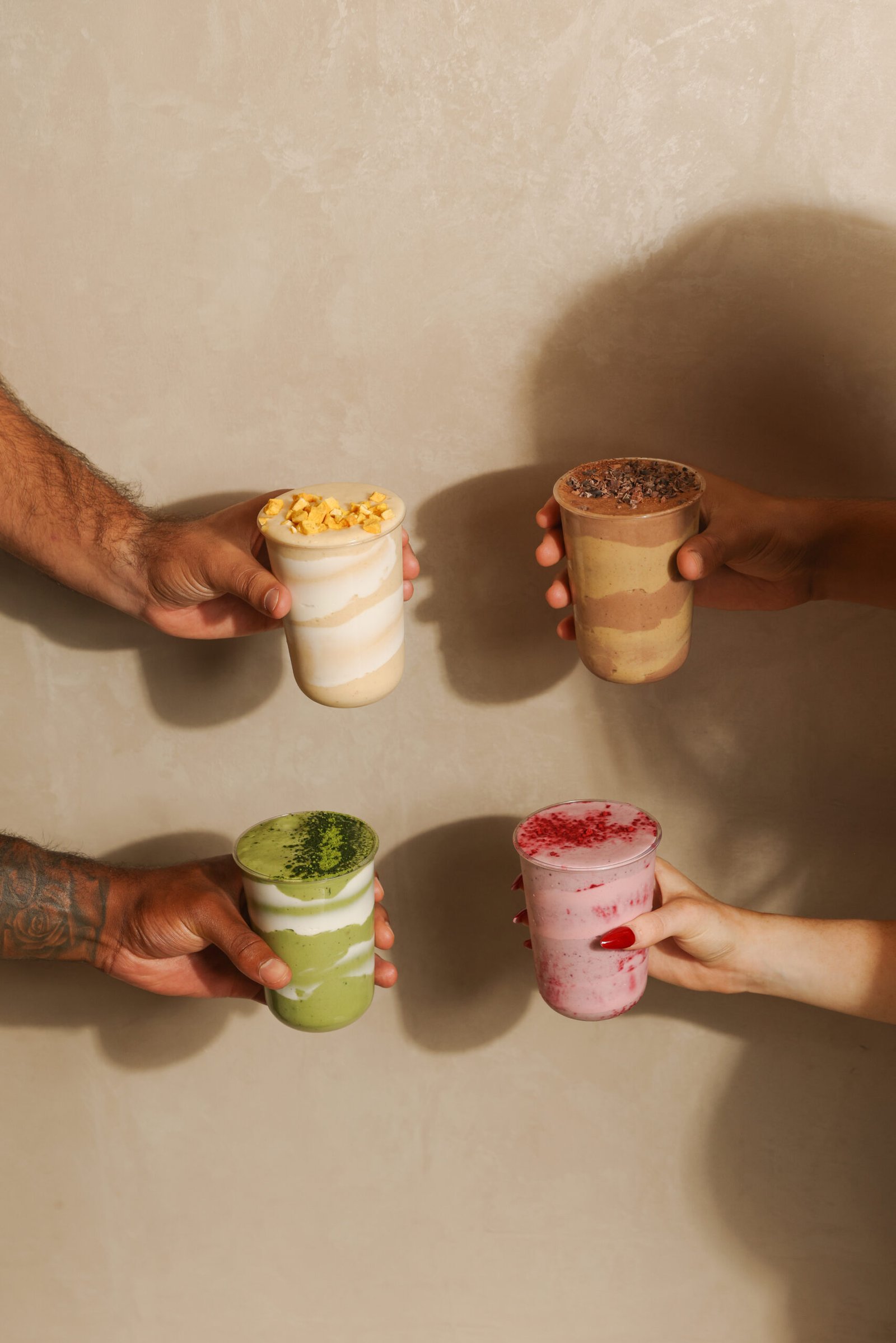 Four colourful Forma smoothies and shakes